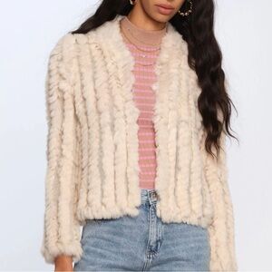 Heartloom genuine rabbit fur pink Rosa jacket cardigan